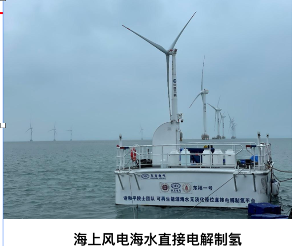 谢和平: 海水直接制氢海试已成功，能耗等同于淡水制氢